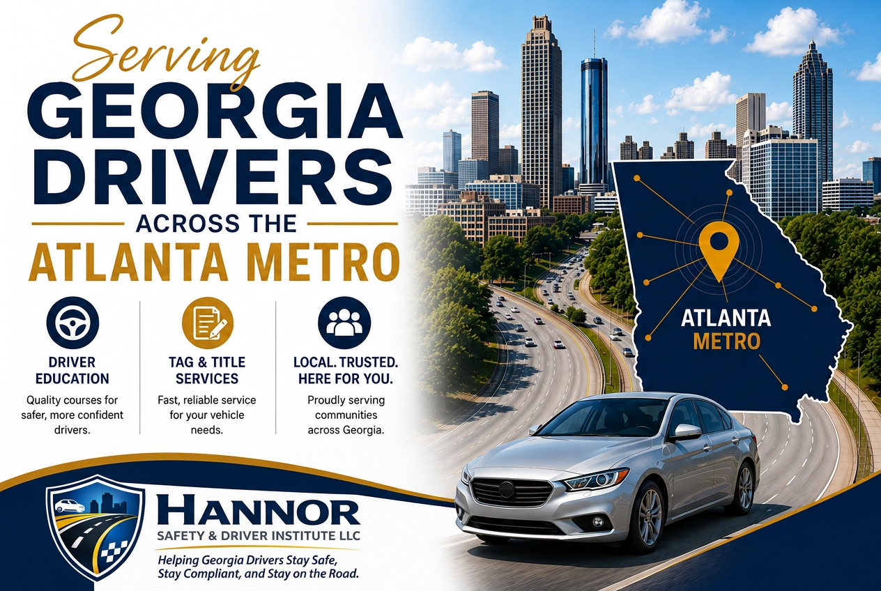 Serving Georgia drivers across the Atlanta metro — driver education, tag & title services, local and trusted